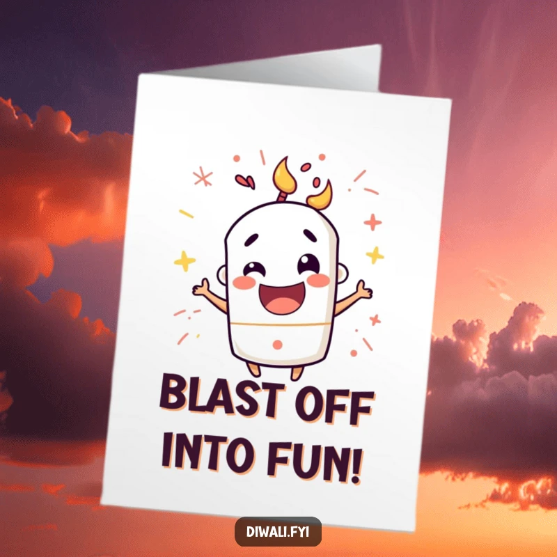 Funny Free Printable Birthday Card featuring a mischievous firecracker character popping with pure joy and excitement.