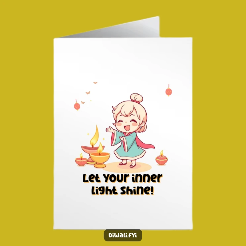 Free Printable Birthday Card: Giggling Diya Dancer, A Joyful Light Downloadable Gift