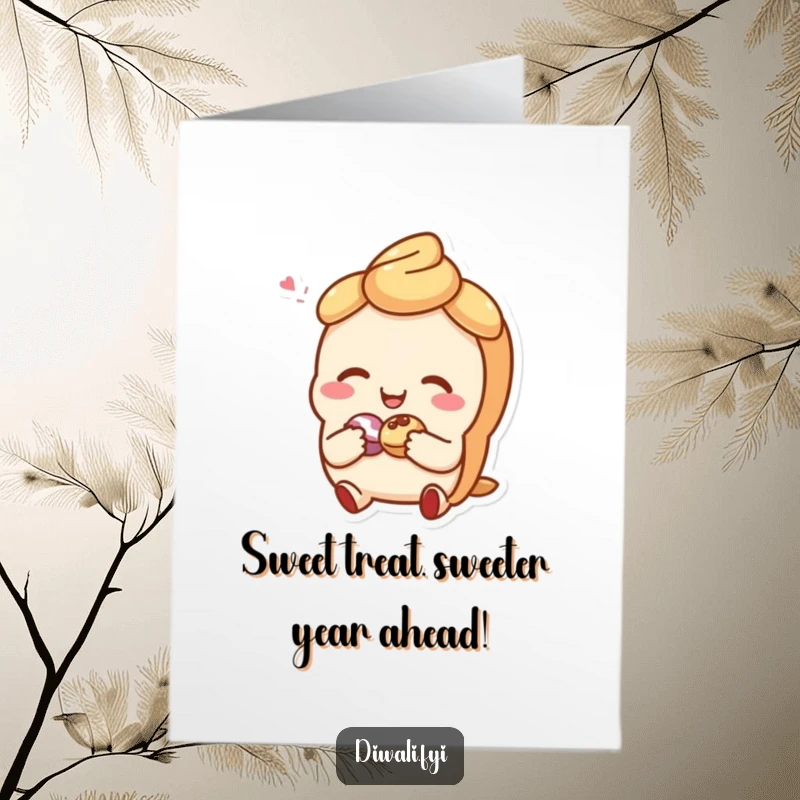Funny Free Printable Birthday Card featuring a giggling pastry character sharing a tiny treat, perfect for a sweet and humorous celebration.