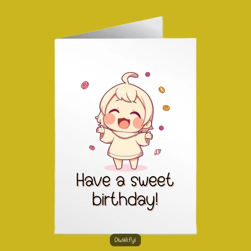 Free Printable Birthday Card: Sweet Tossing Character, Joyful Celebration, Downloadable Humorous Gift