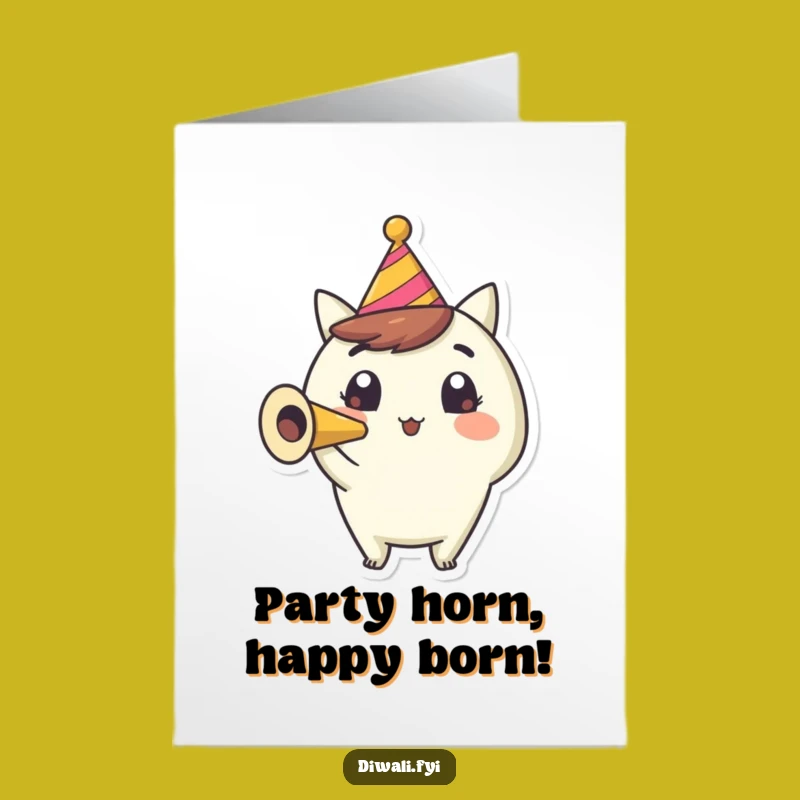 Free Printable Party Horn Card: Happy Birthday Downloadable Gift for Excitement!