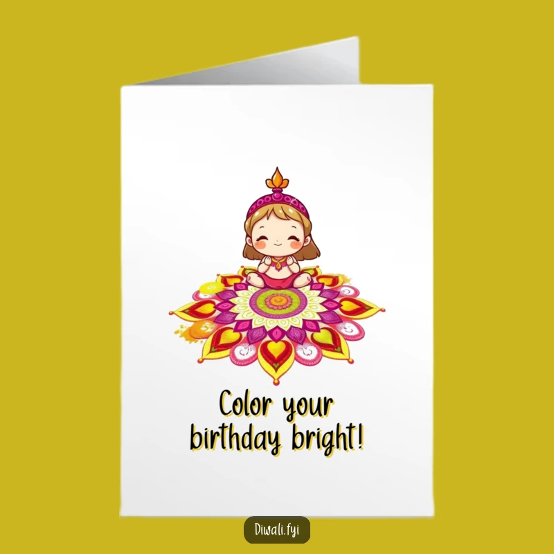 Free Printable Rangoli Decorator Birthday Card: Joyful Celebration Design