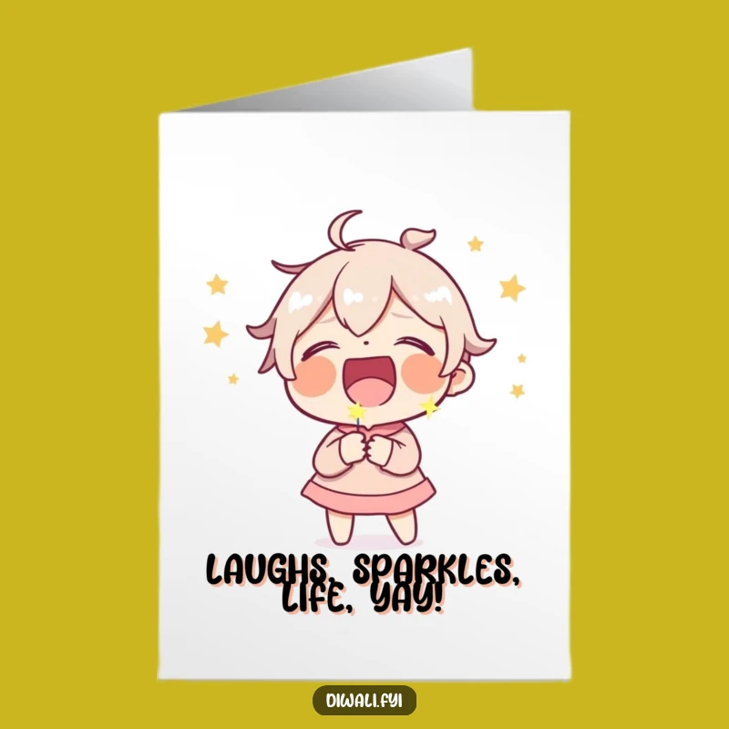 Funny Free Printable Birthday Card: Laughing Character Sparkler Downloadable Gift