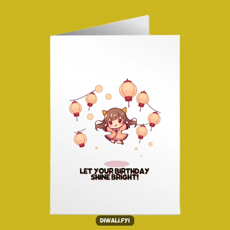 Free Printable Birthday Card: Lanterns Jump Funny Celebration Downloadable Gift