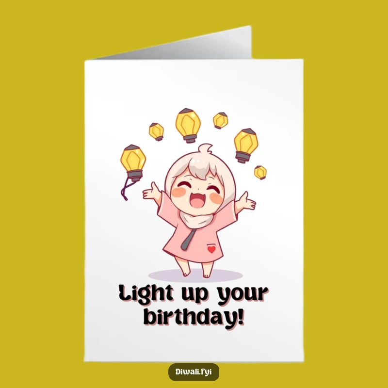 Free Printable Juggling Lamps Card: Bright Birthday Wish Downloadable Gift