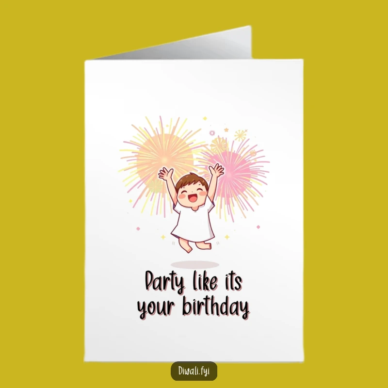 Free Printable Birthday Card: Dancing Character, Fireworks Fun, Ultimate Humorous Downloadable Gift
