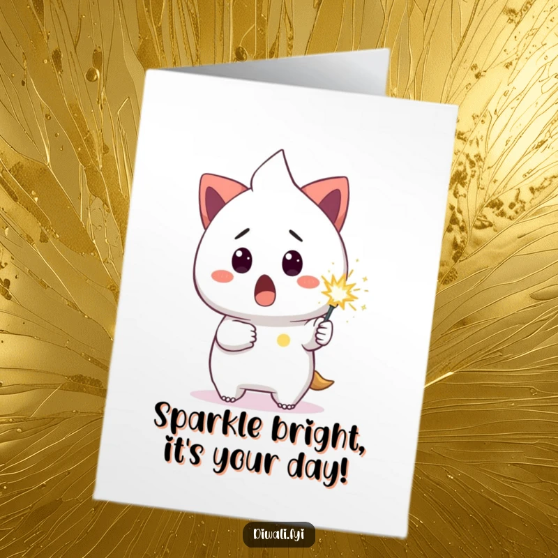 Funny Free Printable Birthday Card featuring a surprised character holding a tiny, glowing sparkler, ready for a laugh.