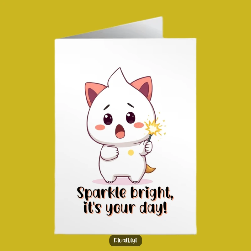 Funny Free Printable Birthday Card: Surprised Sparkler Character, Downloadable Gift