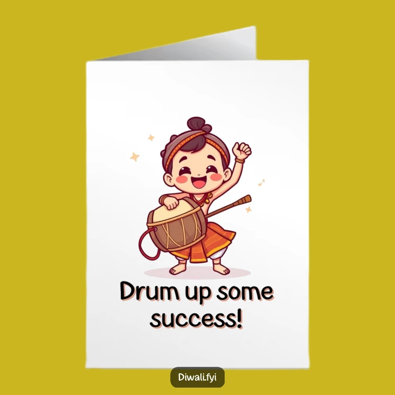 Free Printable Congrats Card: Dhol Drum Celebration, Humorous Downloadable Achievement Beat