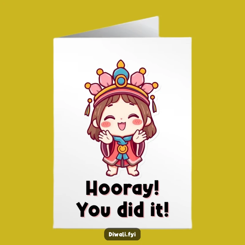 Free Printable Congrats Card: Festive Character Cheers Success - Funny Downloadable Gift