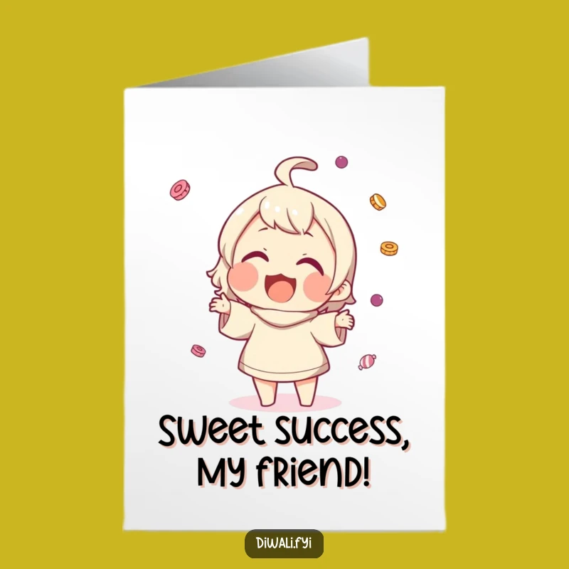 Free Printable Congrats Card: Sweet Tossing Character, Sweet Success, Downloadable Humorous Gift