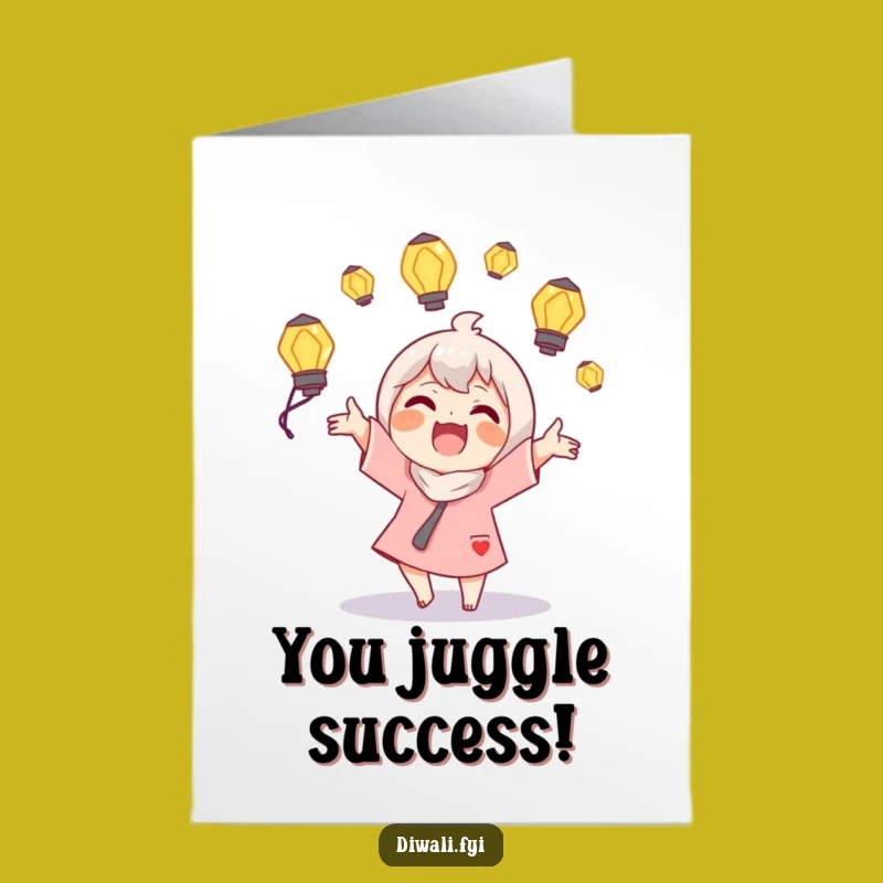 Free Printable Juggling Lamps Congrats Card: Success Glow Downloadable Gift