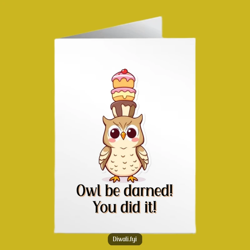 Sweet Free Printable Congrats Card: Owl's Treat Tower Downloadable Gift