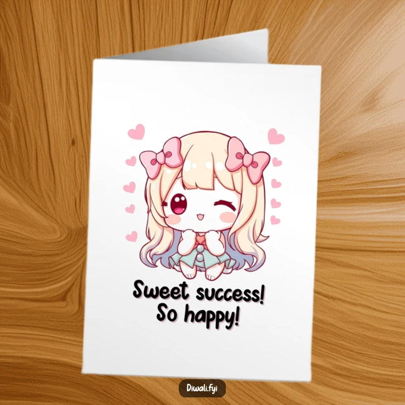 Funny Free Printable Congratulations Card showing a character generously offering sweets tied with a bow, symbolizing a sweet and humorous congratulatory moment.