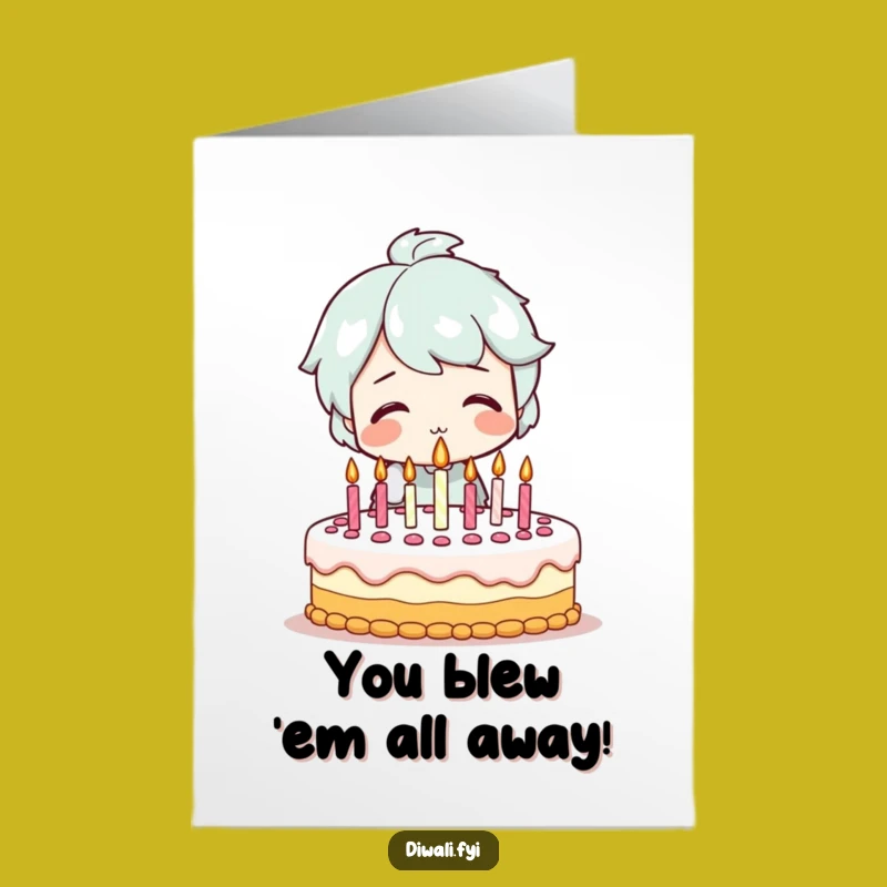 Free Printable Congrats Card: Smiling Character Cake Candles Downloadable Gift