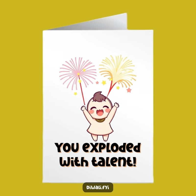 Free Printable Congrats Card: Festive Firework Character Funny Downloadable Gift
