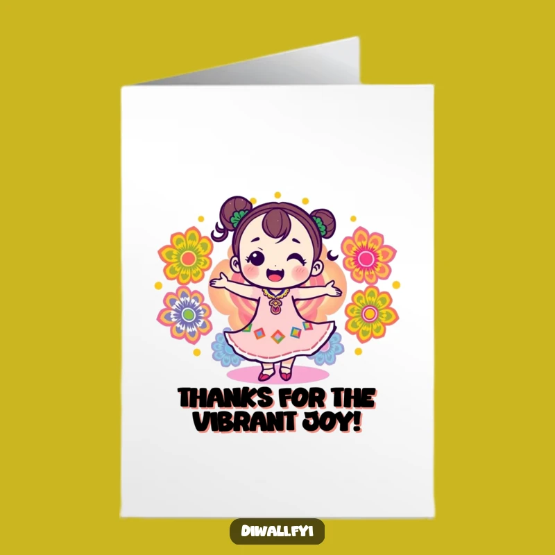 Colorful Free Printable Thank You Card: Rangoli Dancer, Grateful Downloadable Art