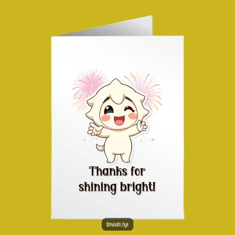 Free Printable Firework Thank You Card: Posing Character Festive Downloadable