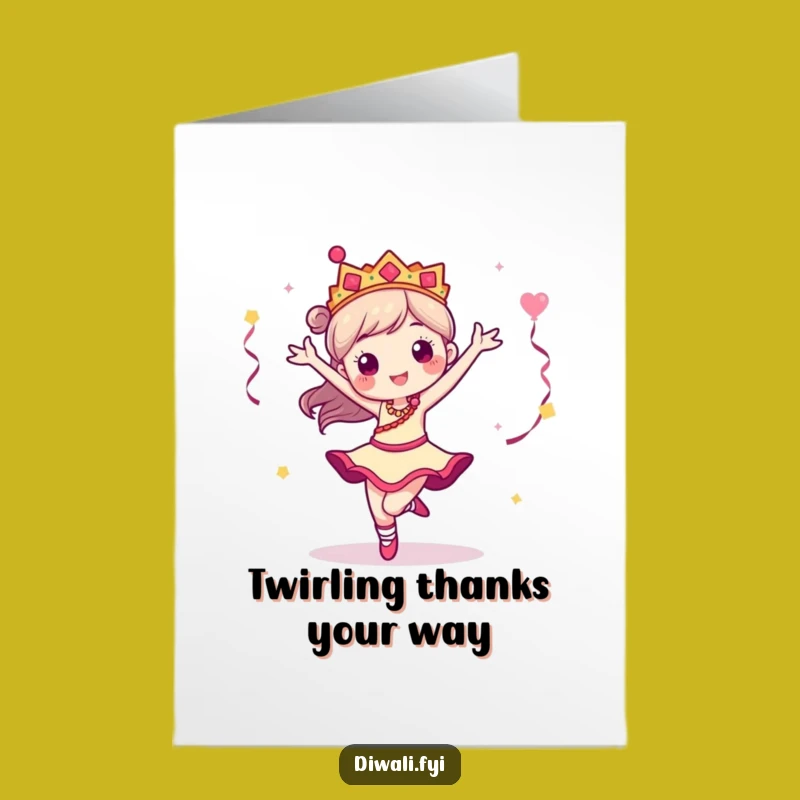 Free Printable Thank You Card: Dancer Pirouettes Appreciation - Downloadable Grace
