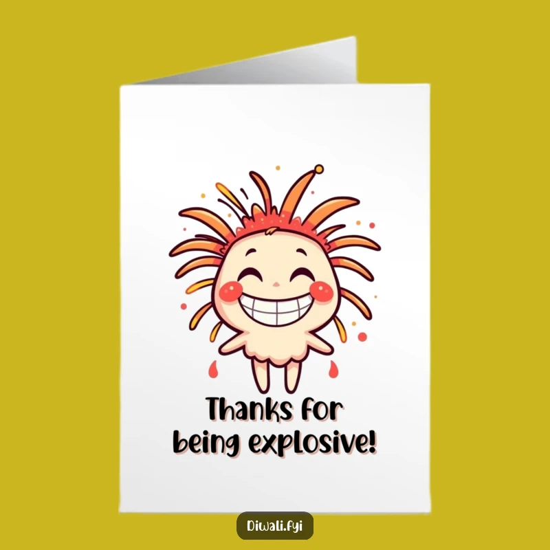 Free Printable Thank You Card: Grinning Firework, Downloadable & Bright