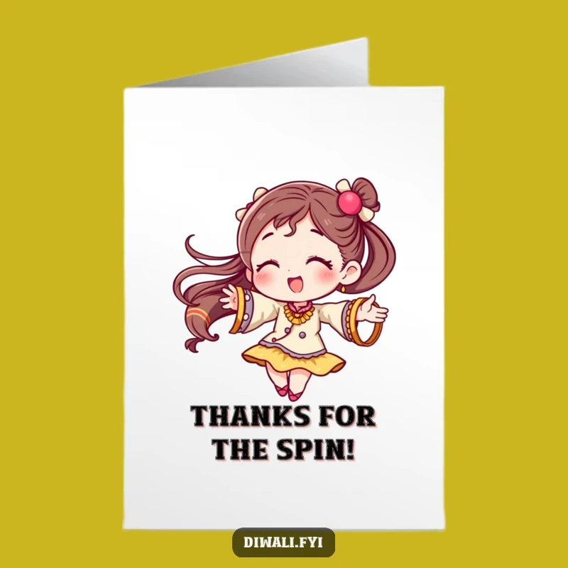 Free Printable Thank You Card: Twirling Bangle Character, Funny Downloadable Gift of Thanks