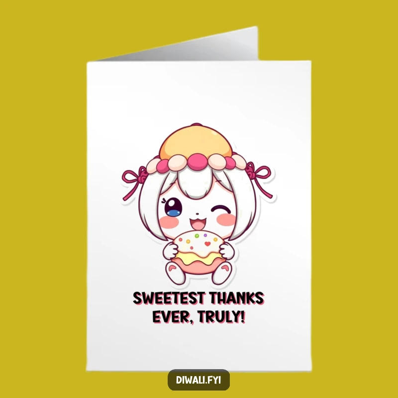 Free Printable Sweet Thank You Card: Cheerful Character Festive Treat Downloadable
