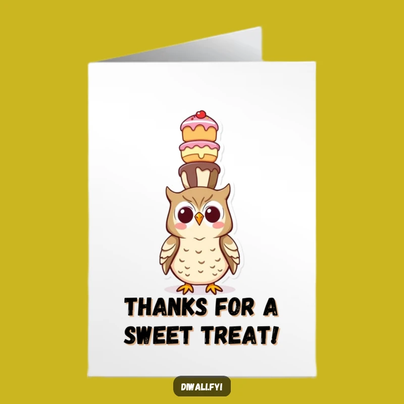 Sweet Free Printable Thank You Card: Owl's Treat Tower Downloadable Gift