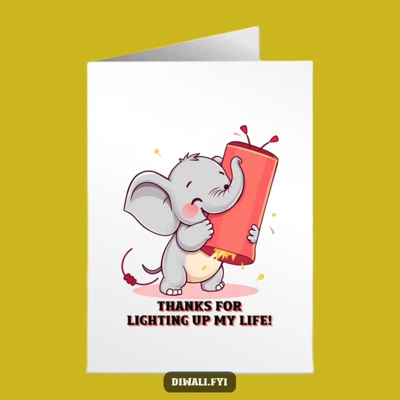Funny Free Printable Thank You Card: Elephant vs. Firecracker Downloadable Gift