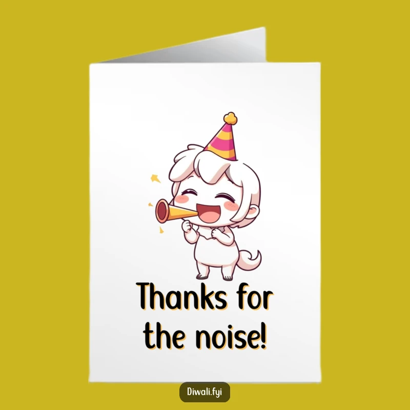 Funny Free Printable Thank You Card: Cheerful Horn Blower Downloadable Appreciation