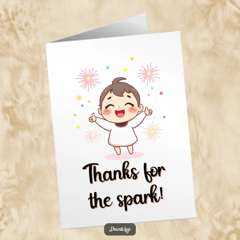 Funny Free Printable Thank You Card: A smiling character juggling bright, colorful sparklers, sending thanks.