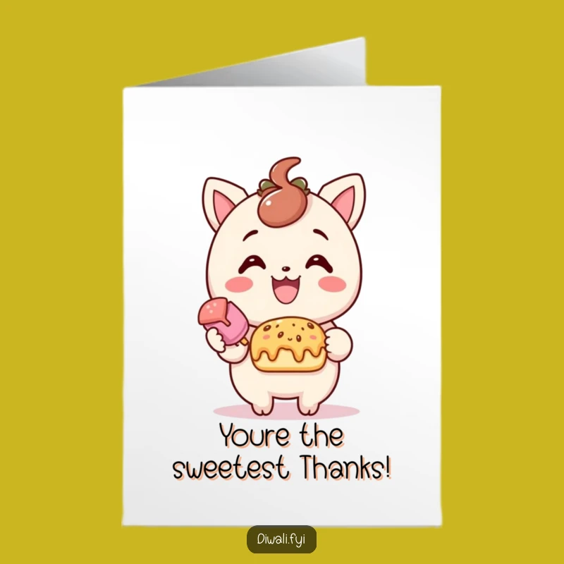 Free Printable Thank You Card - Sweet Treat Character Downloadable Appreciation Gift