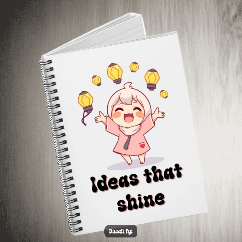 Funny Juggling Lamps Notebook: A joyous character juggles glowing lamps, inspiring creativity with its bright and humorous design.