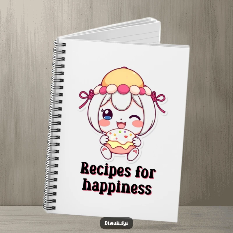 Funny festive sweet notebook with a cheerful character sharing a treat, perfect for jotting down happy thoughts.