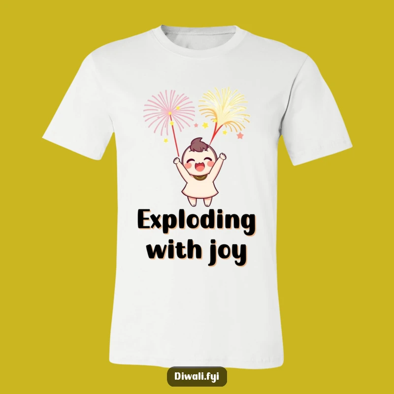 Funny Delighted Character Fireworks T-Shirt: Wear Your Joyful Spirit