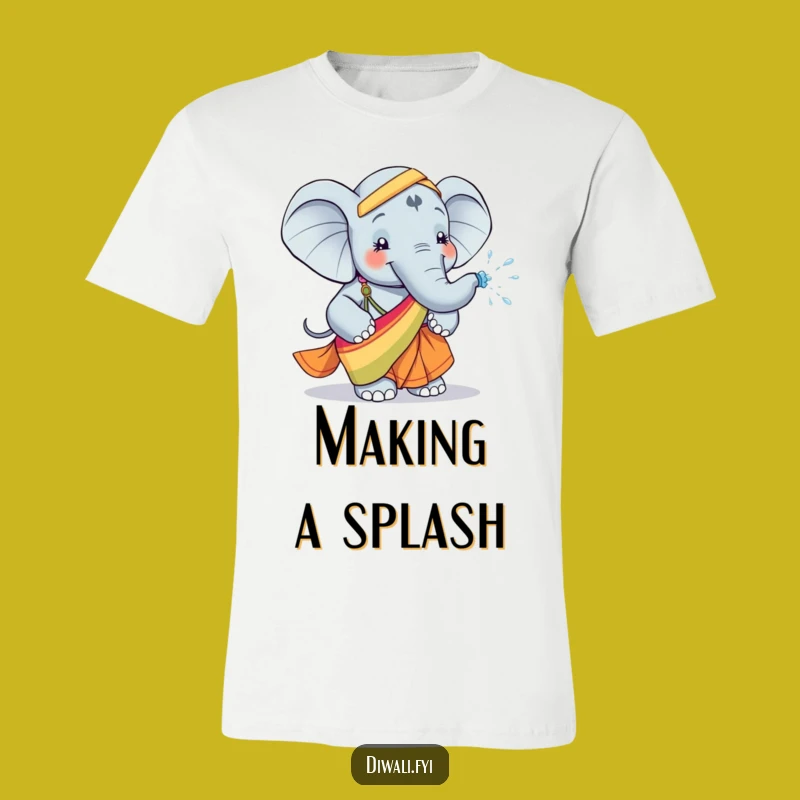Funny Elephant Sari T-Shirt: Playful Water Sprayer Design, Unique Funny Gift