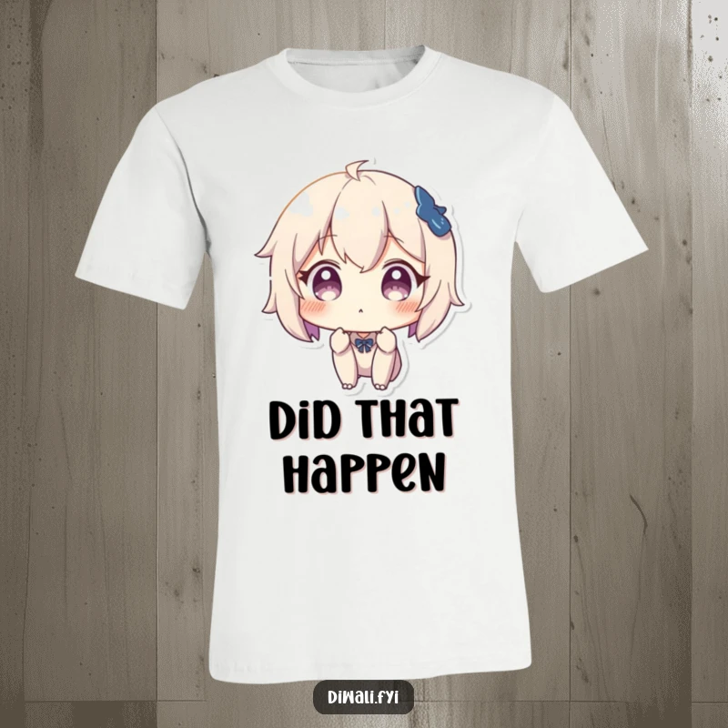 Funny t-shirt depicting a character with a shocked and surprised expression, perfect for reacting to life's absurdities.