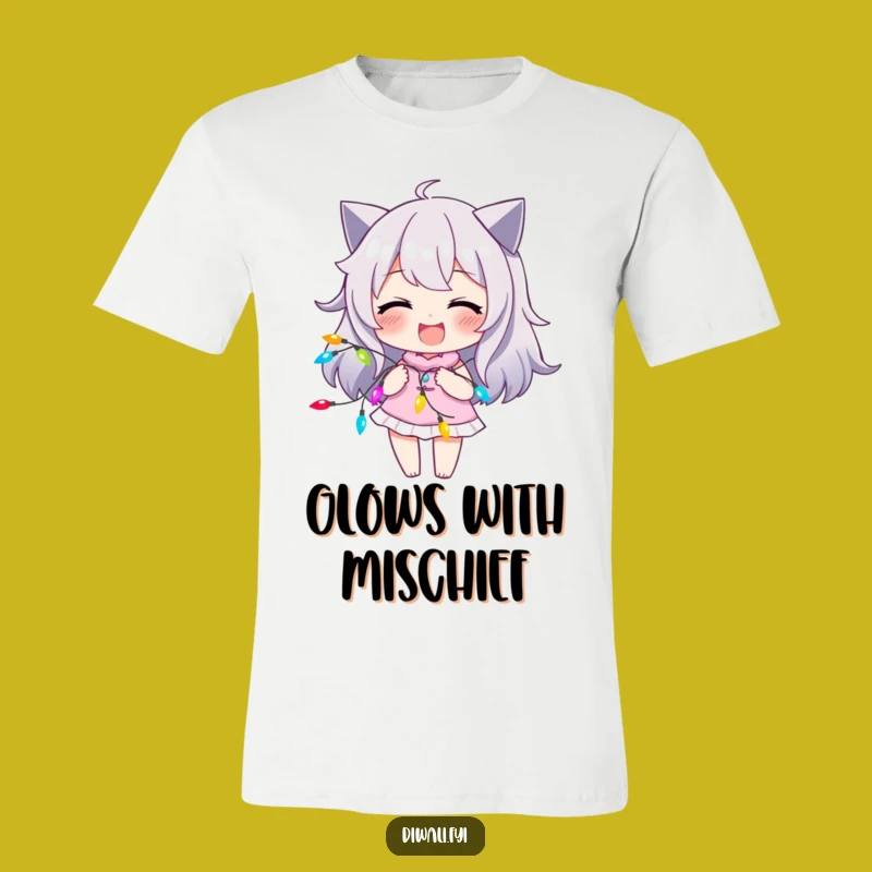 Funny Lights T-Shirt: Joyful Character Smirk Tee, Playful Gift