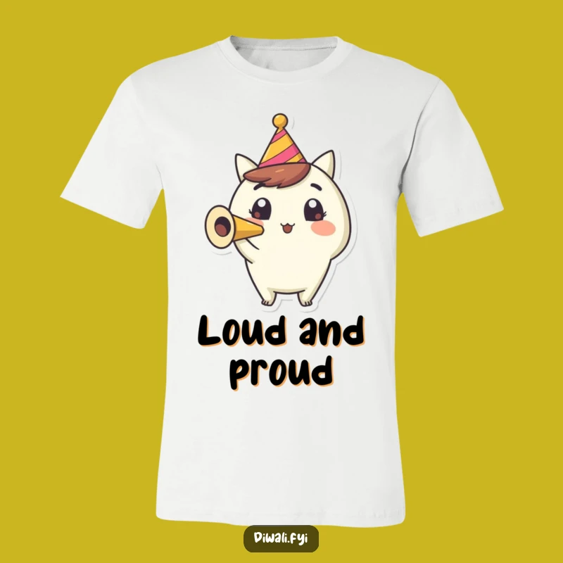 Funny Party Horn T-Shirt: Happy Character Festive Fun Gift