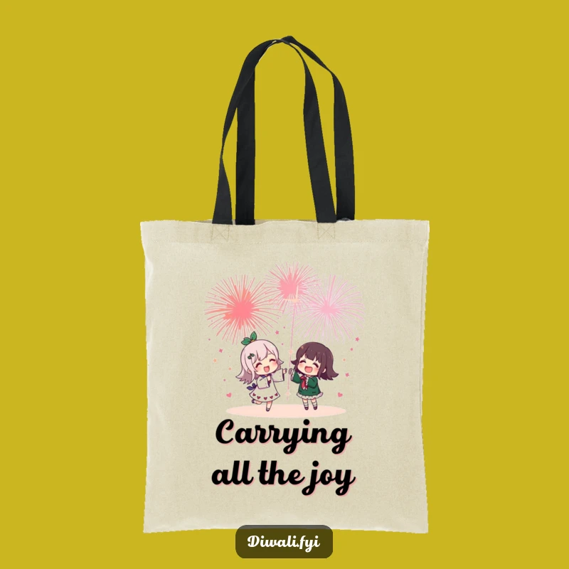 Funny Fireworks Friends Tote Bag - Cheerful Character's Party Essential Gift