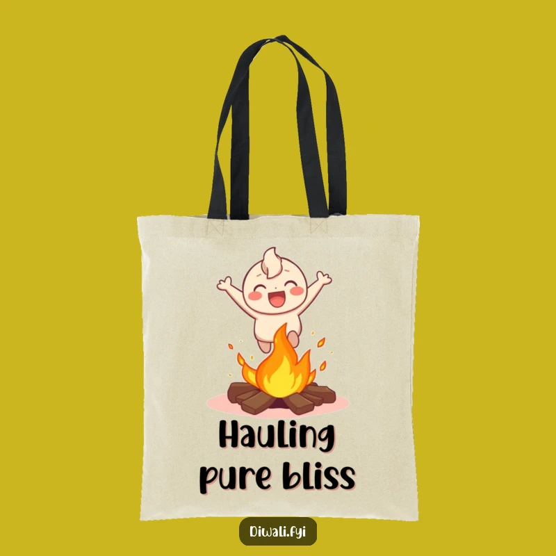 Funny Bonfire Leap Tote Bag - Happy Character's Adventure Carryall Gift