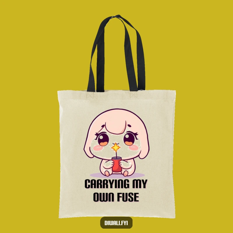 Funny Kawaii Firecracker Tote Bag - Cute Sparkler Carry-All - Gift