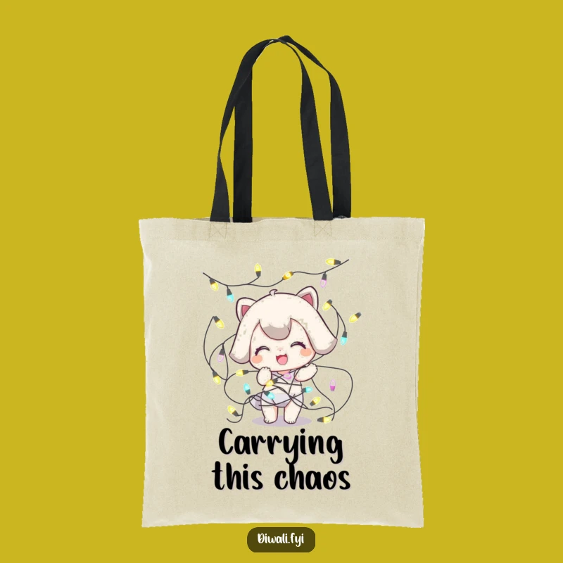 Funny Tangled Lights Tote Bag: Playful Holiday Accessory Gift