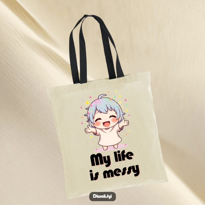 Funny Powder Scatterer Tote Bag: Tote bag with a character joyfully scattering colorful powder. Perfect funny gift.